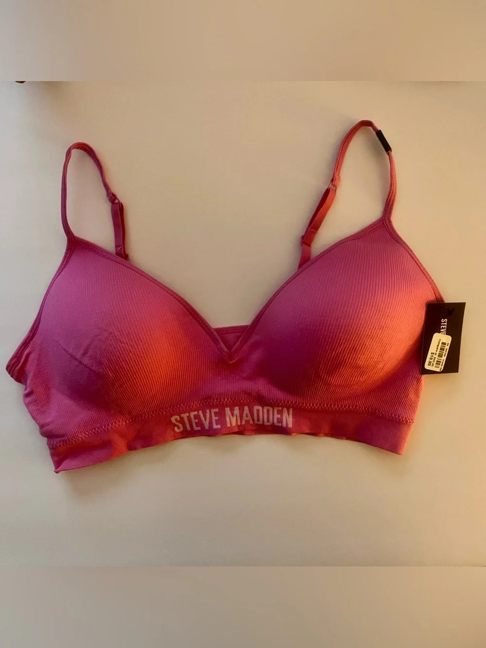 Steve Madden Pink Bralette XL Seamless Adjustable Straps Wireless New With Tags